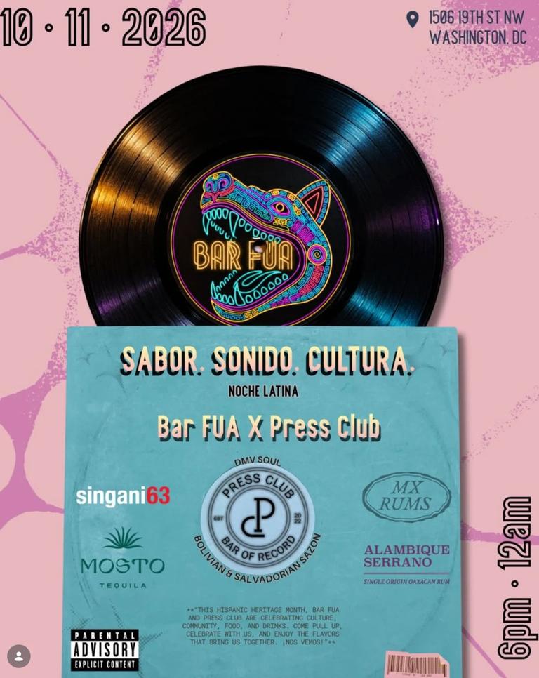 Noche Latina: Bar FUA × Press Club — event flyer
