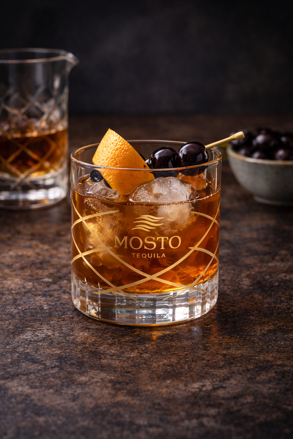 Mosto Tequila Old Fashioned cocktail — reposado with agave syrup and bitters